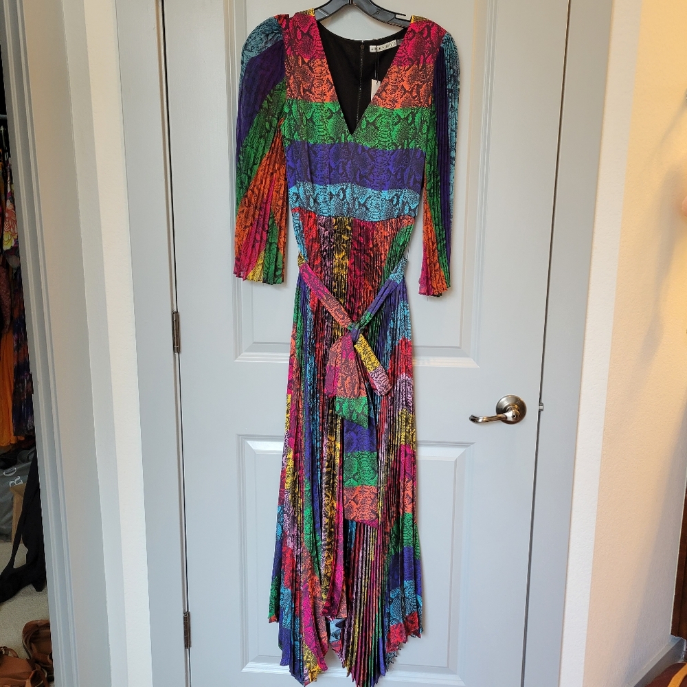 Alice + Olivia Meryl Rainbow Print Maxi Dress